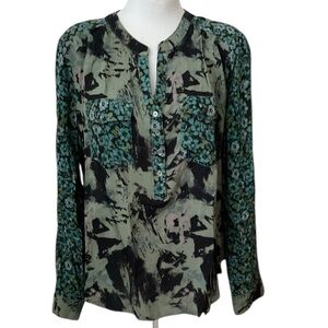 INTRO. ❤️ LOVE THE FIT Women’s Blouse Green Black Blue Cuff Long Sleeve PXL